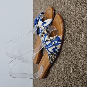J. McLaughlin ‘Royce Pinwheel Patch’ Scarf Sandals Sz 8 Womans